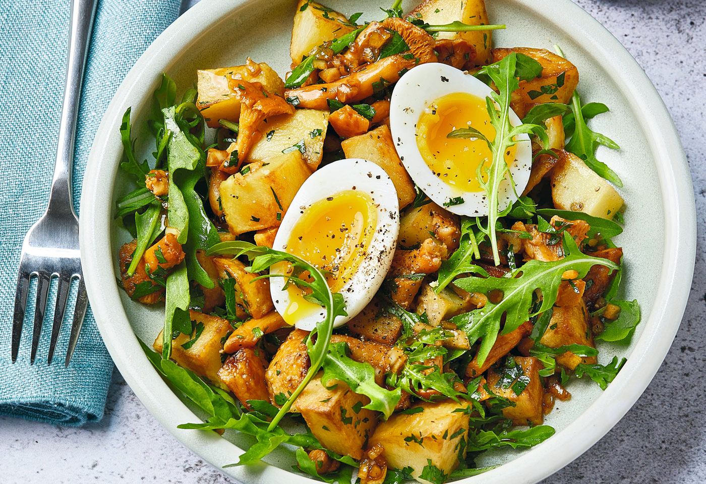 Eierschwammerl Erd Pfel Salat Mit Sojamarinade Frisch Gekocht