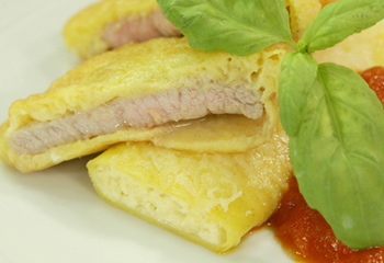 Piccata Milanese mit Frischkäse-Cannelloni und Schmelz-Tomaten