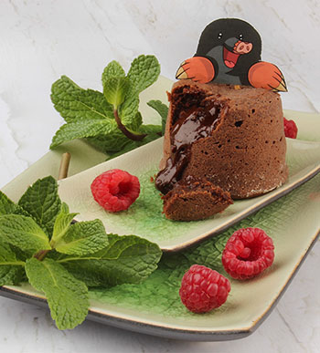 Maulwürfshügel-Kuchen mit flüssigem Schokolade-Kern
