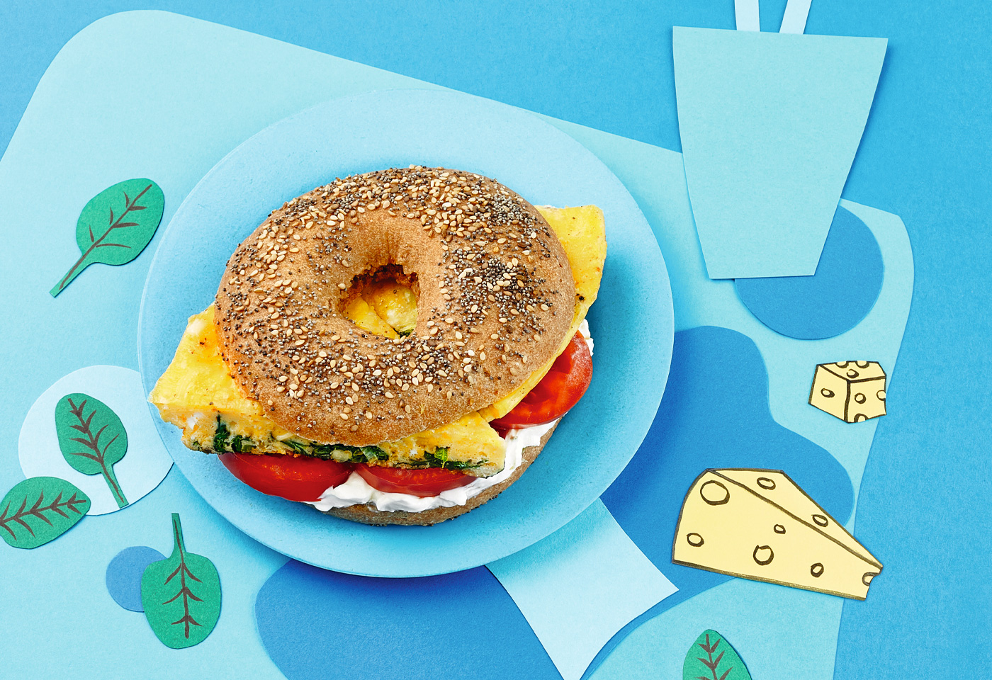 Vollkorn-Bagel mit Spinat-Omelette | Frisch Gekocht