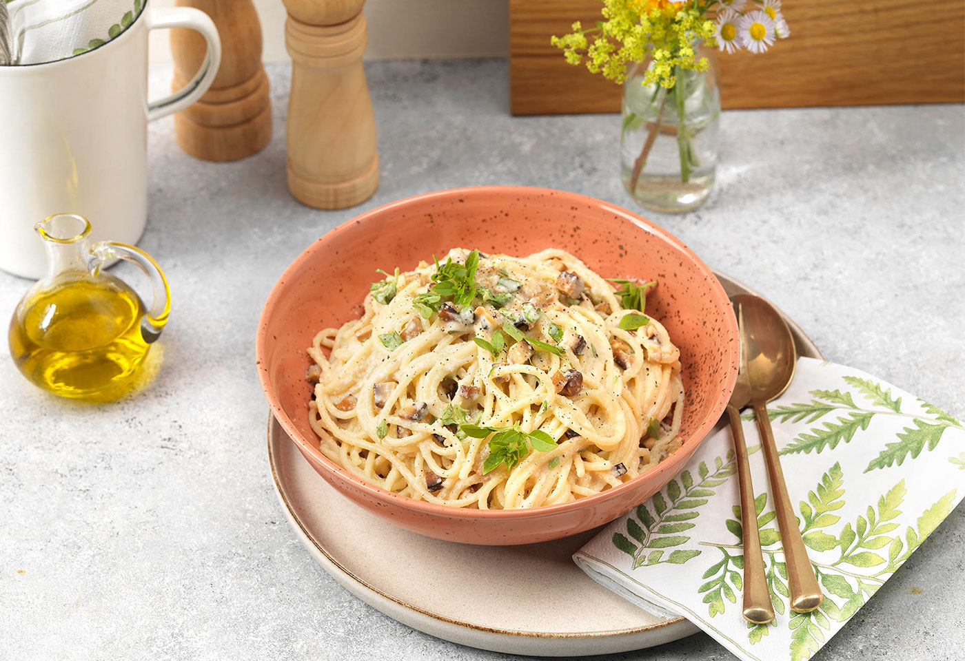 Vegane Spaghetti Carbonara Frisch Gekocht