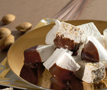 Marshmallows mit Schokoladensauce