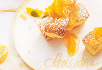 Clementinen-Polenta-Kuchen mit Clementinensorbet