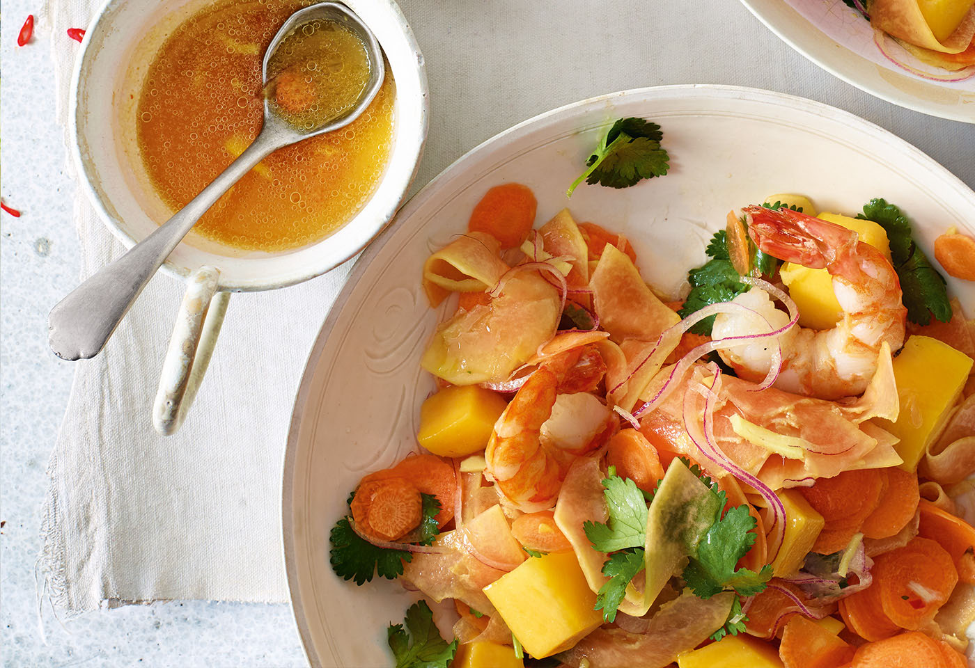 Mango-Papaya-Salat mit Garnelen und Asia-Dressing | Frisch Gekocht