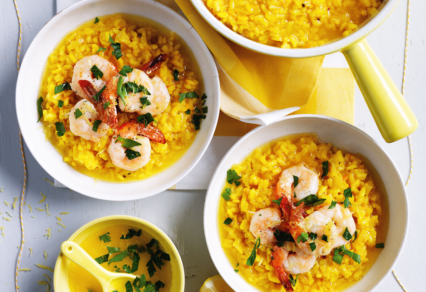 Safran Zitronen Risotto Mit Garnelen Und Gremolata Frisch Gekocht