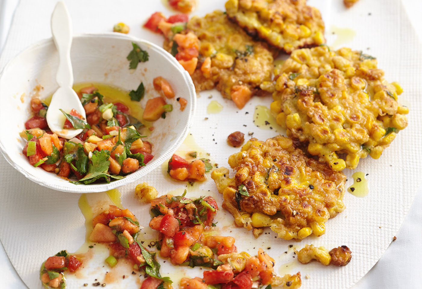 Mais-Fritters mit Papaya-Salsa | Frisch Gekocht