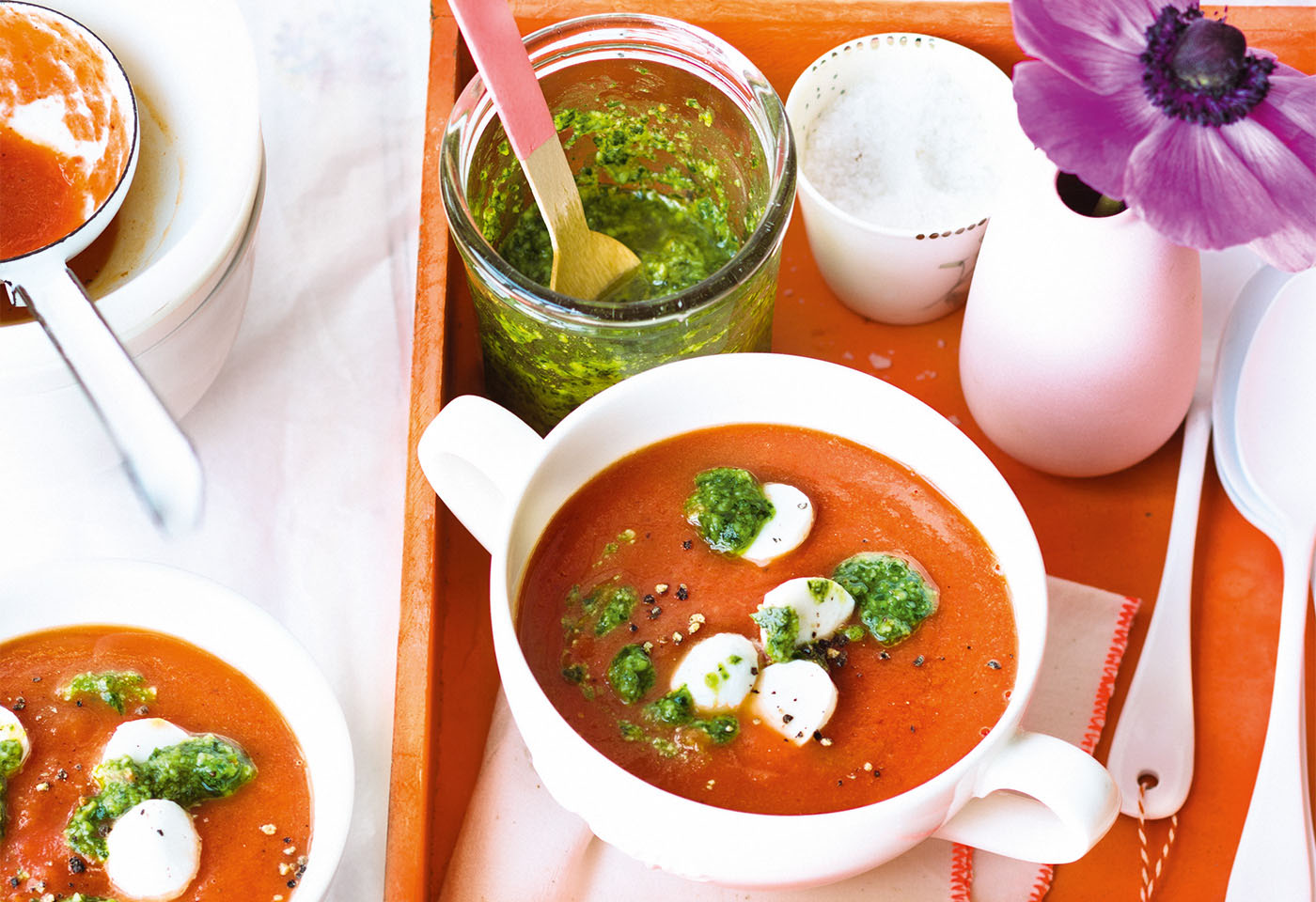 Tomaten-Knoblauch-Suppe mit Mozzarella und Petersilienpesto | Frisch ...