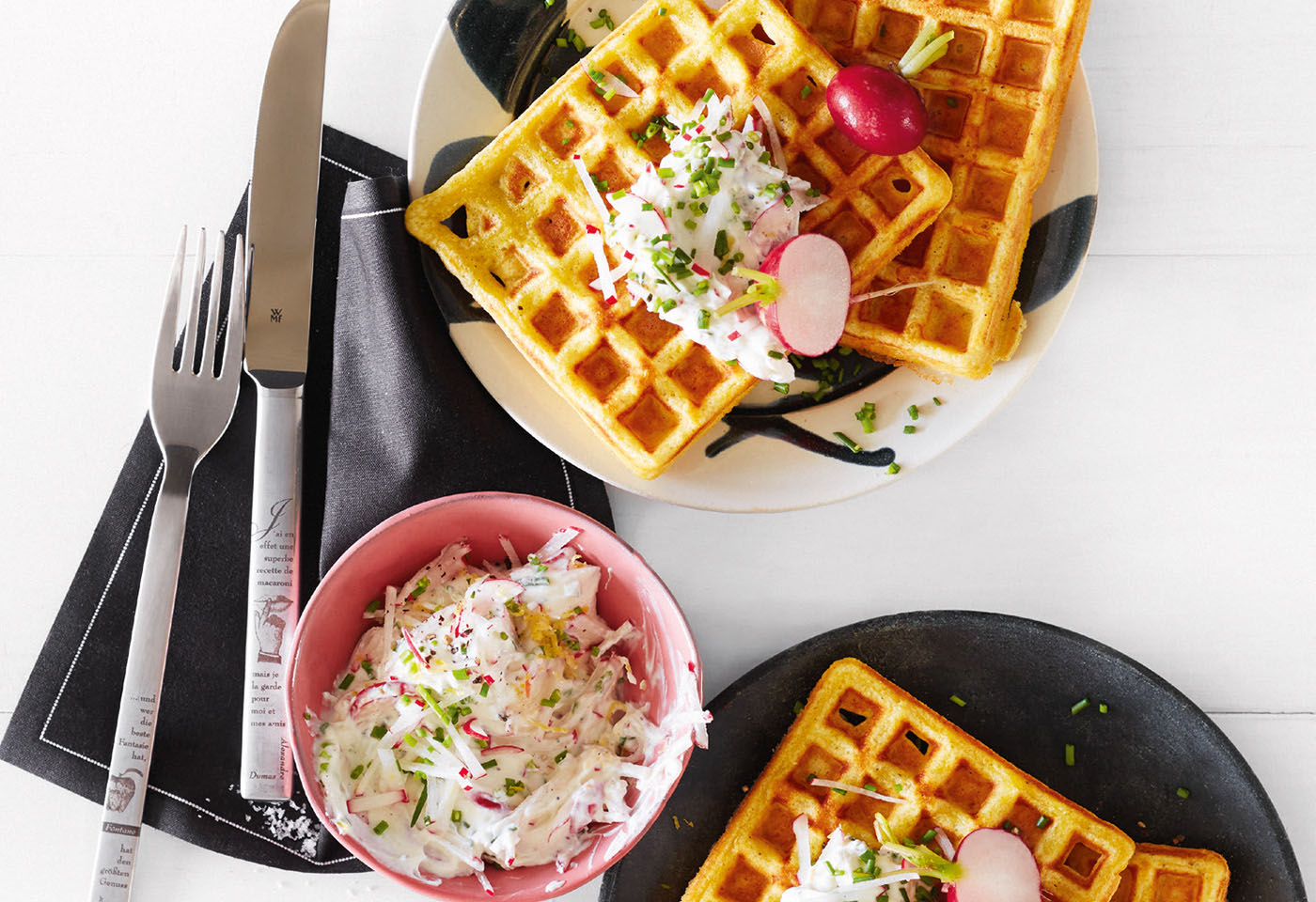 Polentawaffeln mit Radieschendip | Frisch Gekocht