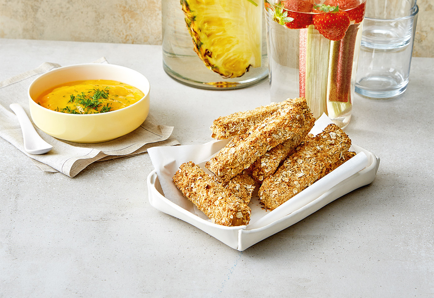 Kokos-Tofu-Sticks mit Mango-Curry-Sauce | Frisch Gekocht