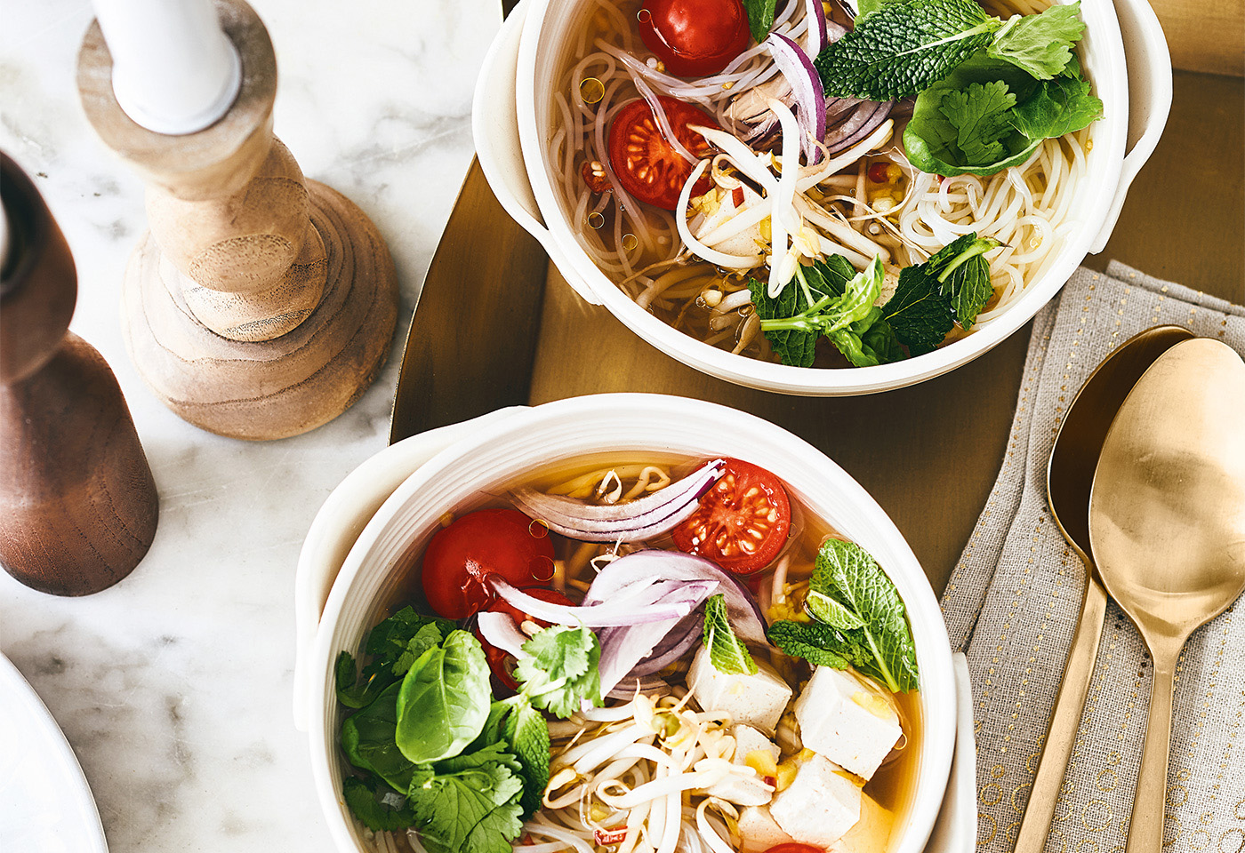 Asiatische Frühstückssuppe mit Tofu und Glasnudeln | Frisch Gekocht