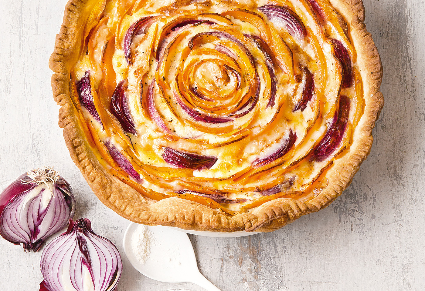 Susskartoffel Zwiebel Tarte Frisch Gekocht