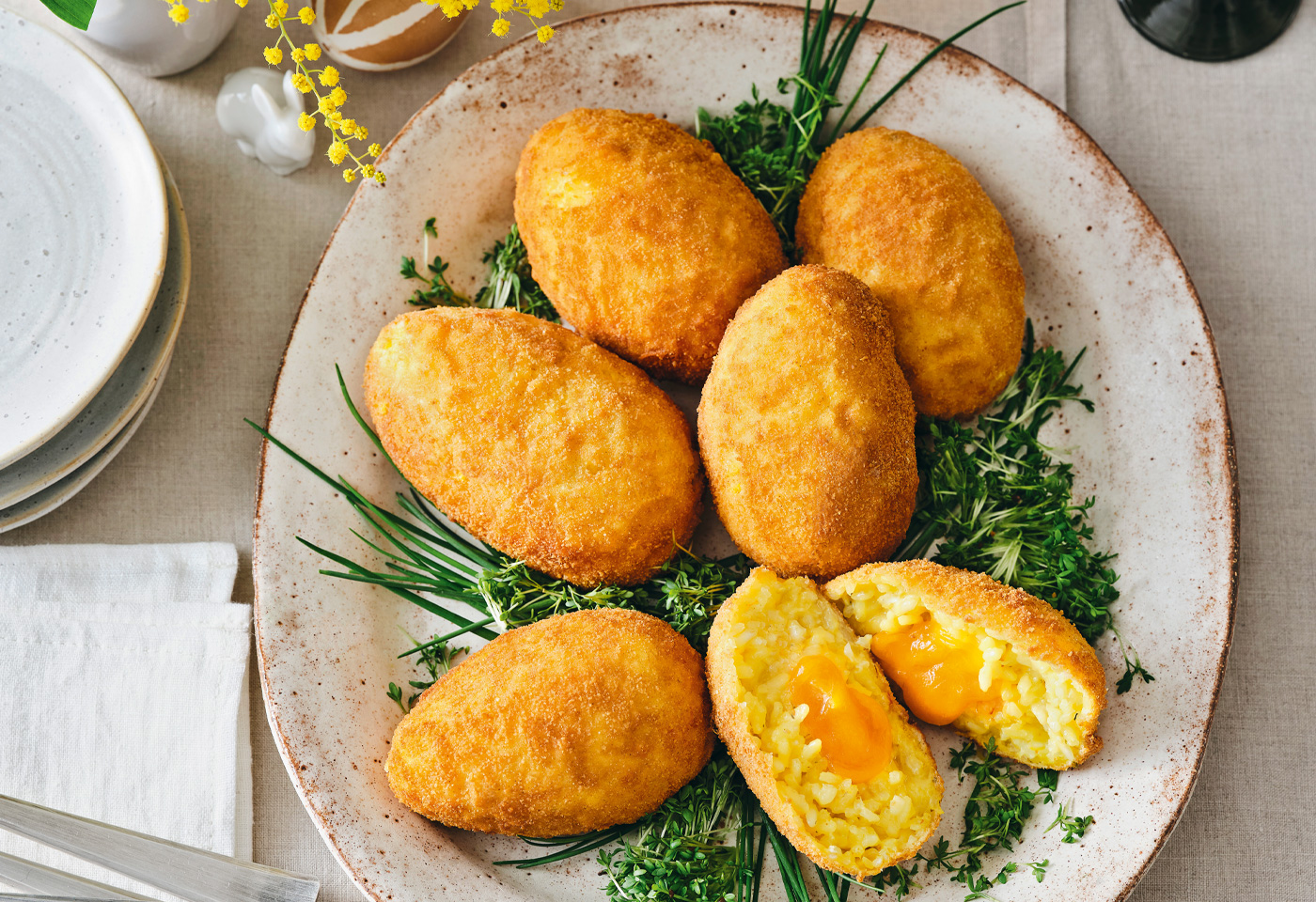 SafranArancini mit CheddarKern Frisch Gekocht