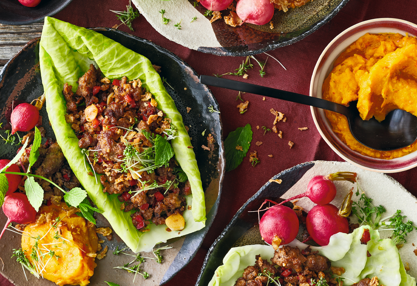 KrautTacos mit Faschiertem und Kürbispüree Frisch Gekocht