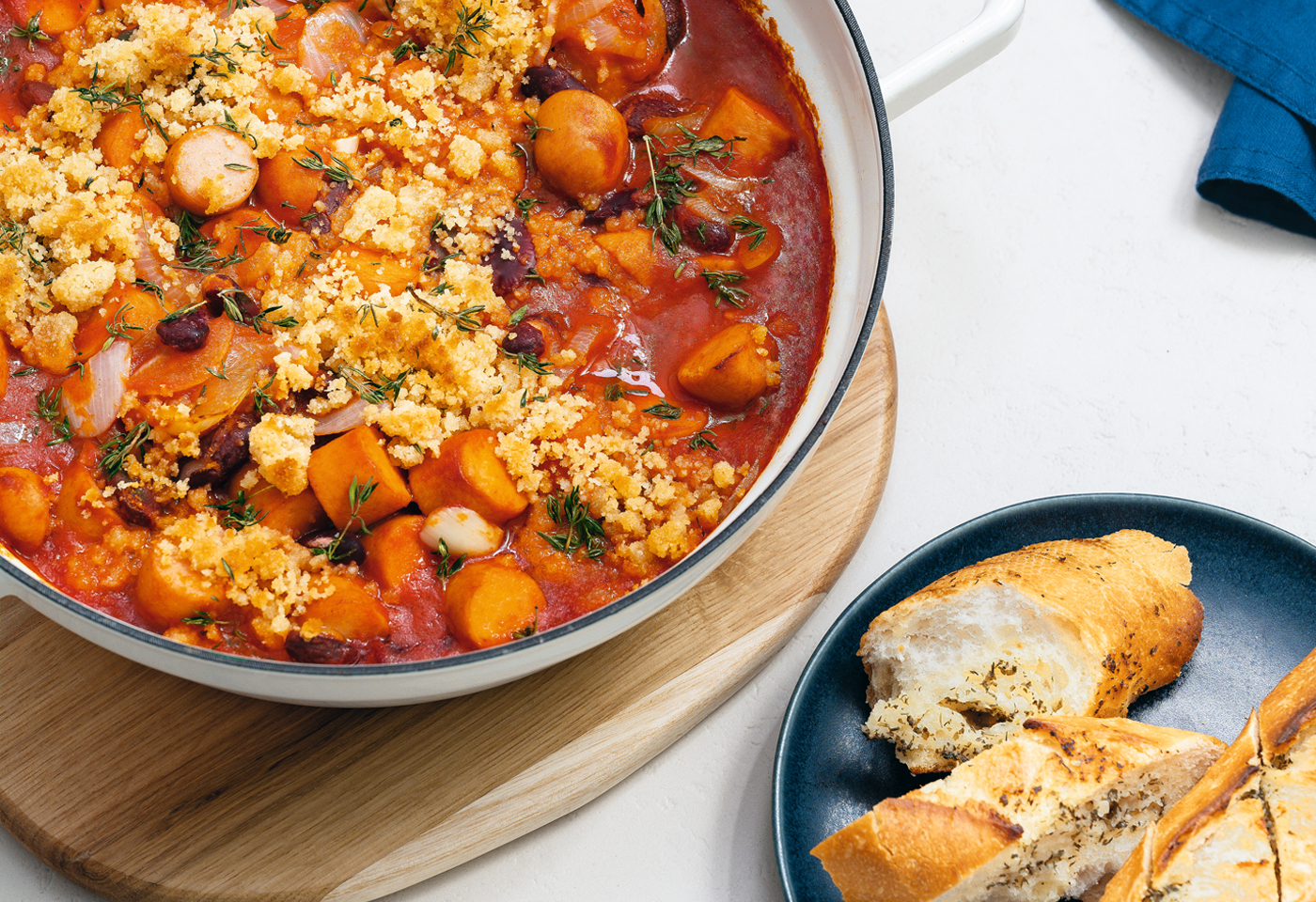 Blitz-Cassoulet mit Kräuterbaguette | Frisch Gekocht
