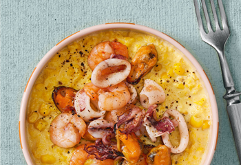 Creamed Corn mit Meeresfrüchten Foto: © Elke Gebeshuber/Marian Inhouse-Agentur Creamed Corn mit Meeresfrüchten Foto: © Elke Gebeshuber/Marian Inhouse-Agentur