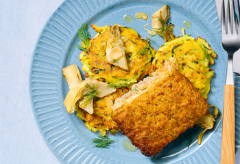 Schlemmerfilet Bordelaise mit Zucchinipuffern Foto: © Elke Gebeshuber/Marian Inhouse-Agentur Schlemmerfilet Bordelaise mit Zucchinipuffern Foto: © Elke Gebeshuber/Marian Inhouse-Agentur