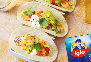 iglo Königsgarnelen Tacos mit Guacamole Foto: © Elke Gebeshuber/Marian Inhouse-Agentur iglo Königsgarnelen Tacos mit Guacamole Foto: © Elke Gebeshuber/Marian Inhouse-Agentur