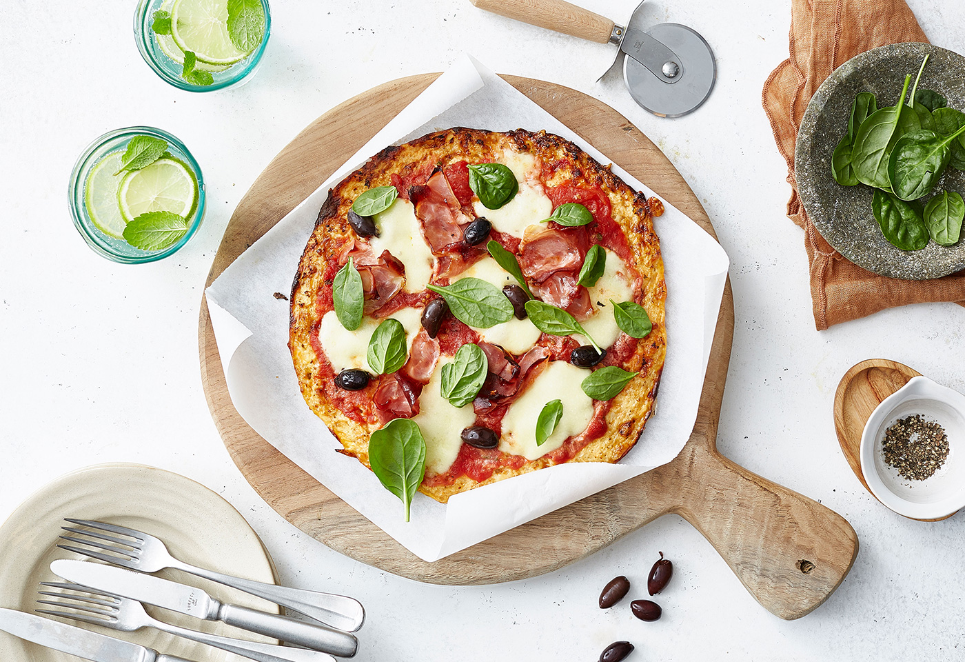 Karfiol Pizza Mit Prosciutto Cotto Frisch Gekocht
