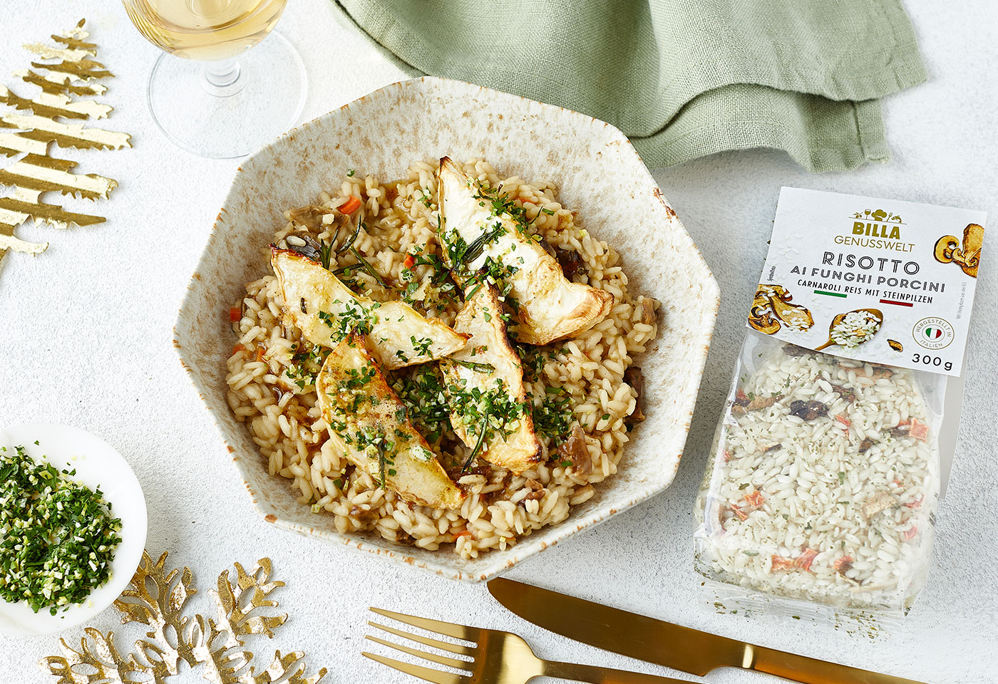 Steinpilzrisotto mit geröstetem Sellerie und Gremolata | Frisch Gekocht