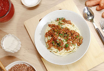Spaghetti mit Linsen Bolognese Foto: © Kevin Ilse