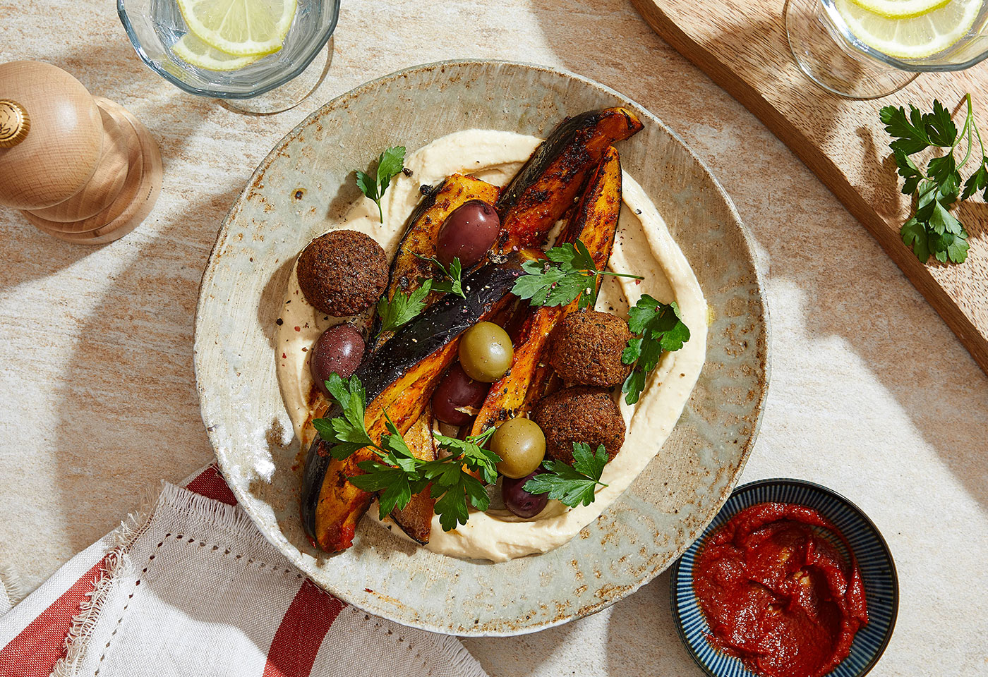 Gegrillter Melanzani-Hummus Teller | Frisch Gekocht